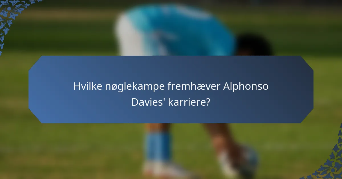 Hvilke nøglekampe fremhæver Alphonso Davies' karriere?