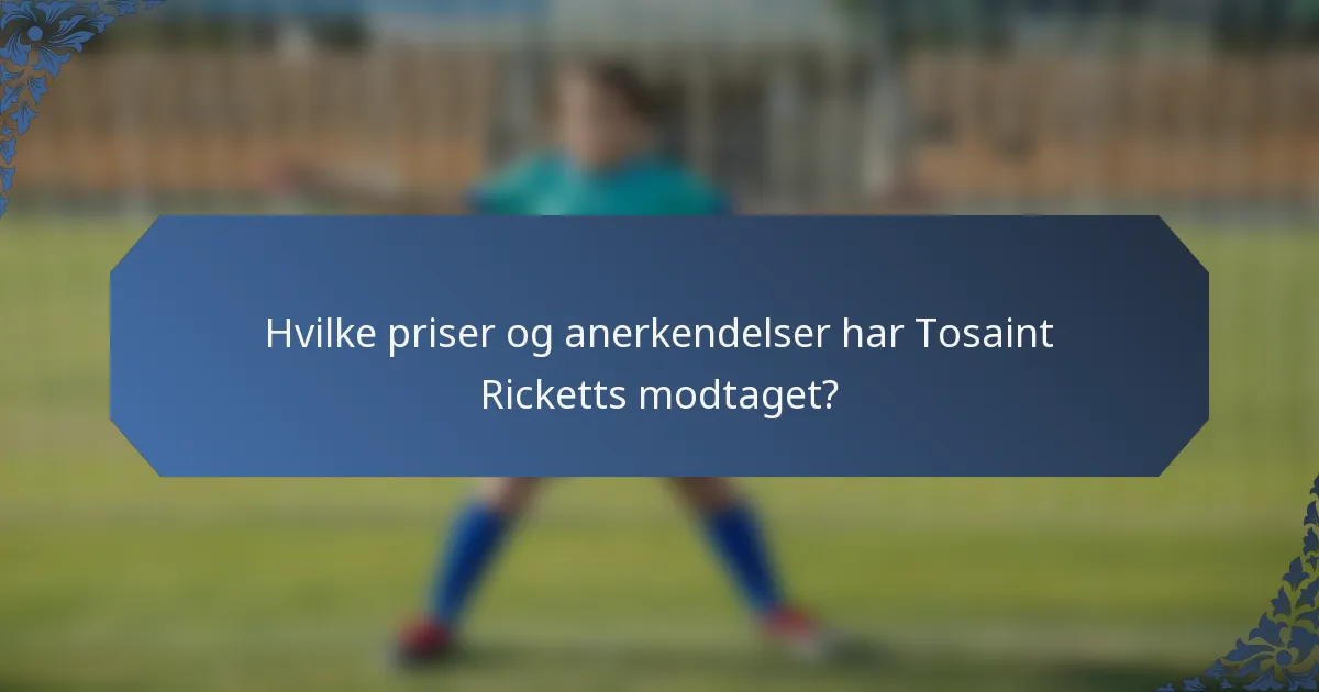 Hvilke priser og anerkendelser har Tosaint Ricketts modtaget?