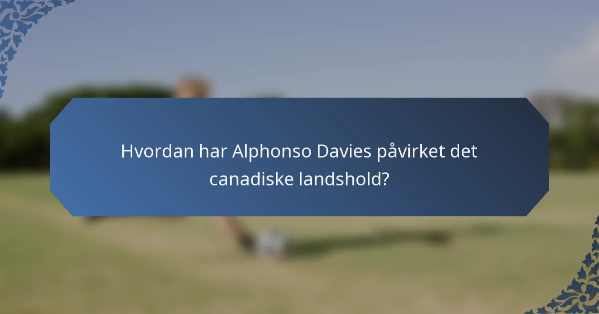 Hvordan har Alphonso Davies påvirket det canadiske landshold?