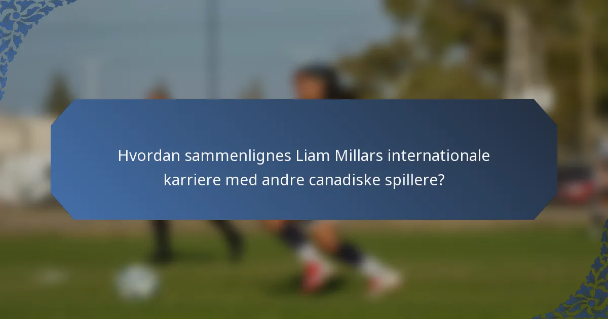Hvordan sammenlignes Liam Millars internationale karriere med andre canadiske spillere?
